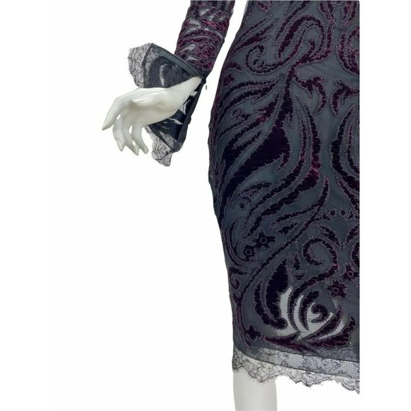 Iconic Emilio Pucci F/W 2011 Bordeaux Velvet-Embroidered Dress IT 44, US 8 - Picture 7 of 11